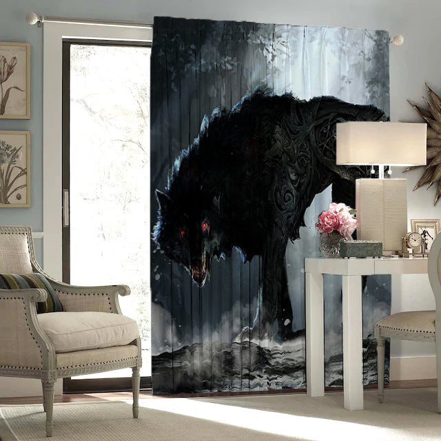 Awesome hoodied 3D all print  WOLF Curtains  skull - VNC0038
