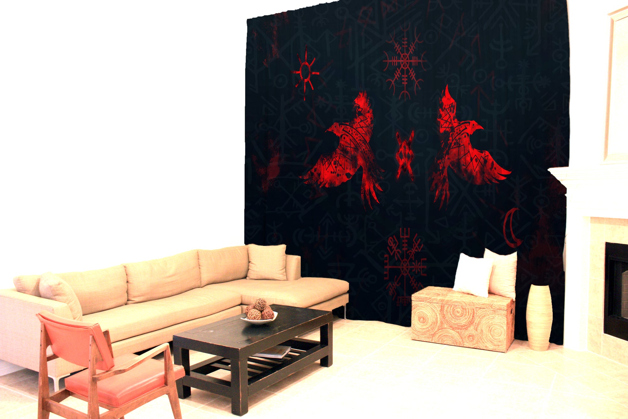 Awesome hoodied 3D all print VIKING Pattern Curtains  skull - VNC0041