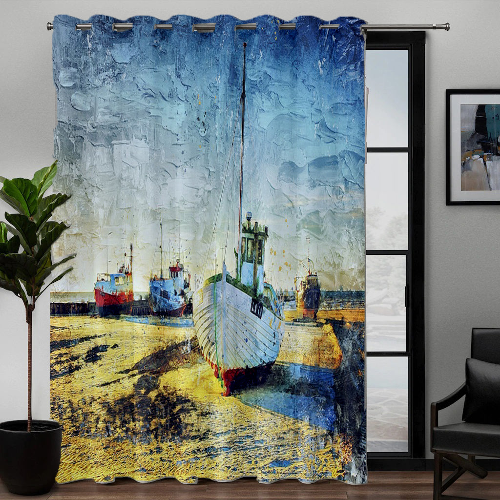 Awesome hoodie Fishing Vessel North Sea Shrimp Cutter Port 3D Grommet Window Curtains THC006