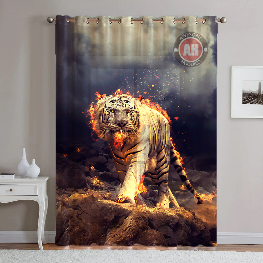 Awesome hoodied 3D all print  Tiger Curtains  skull - VNC0036