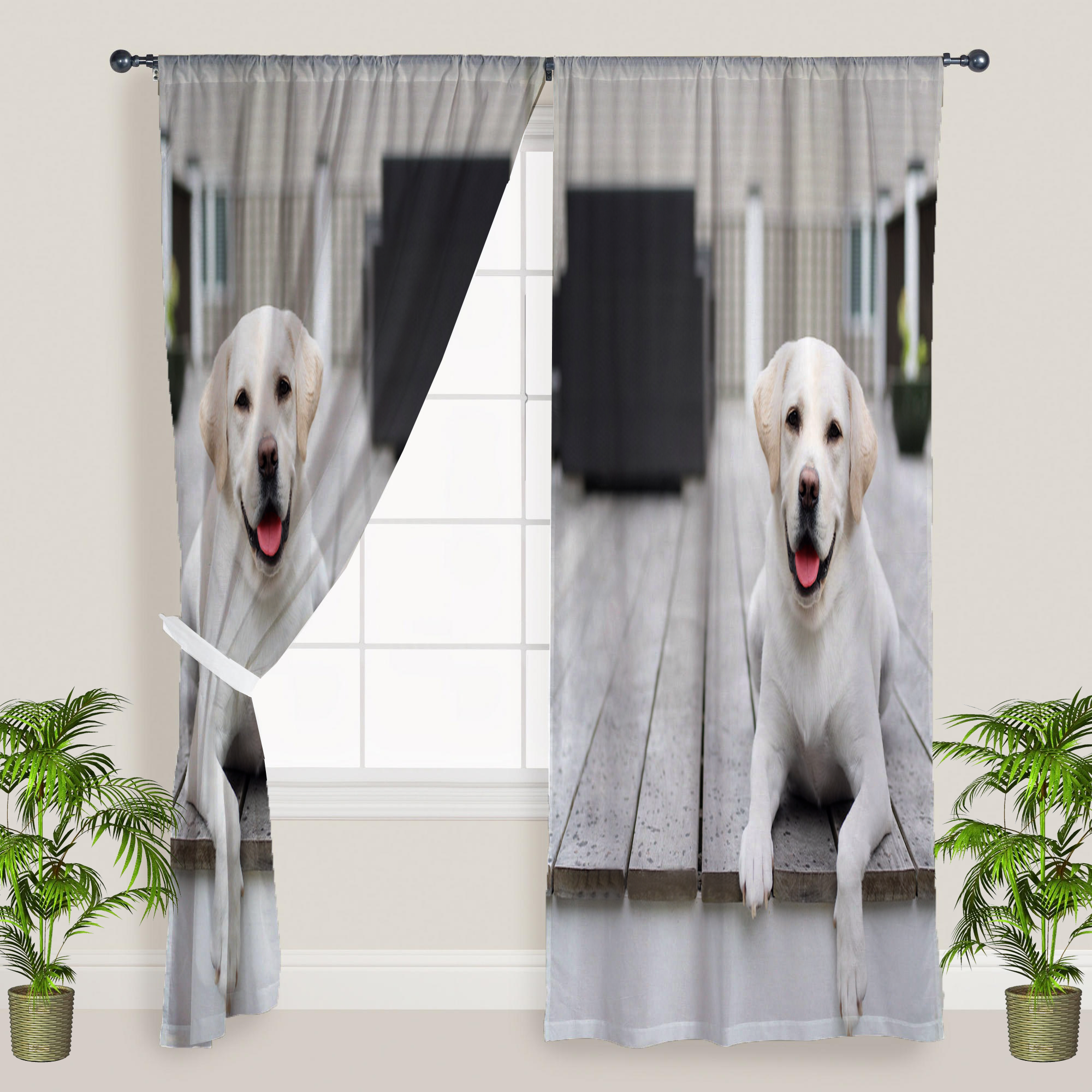 Awesome hoodied 3D all print Labrador retriever-Dog Curtains  skull - VNC0044