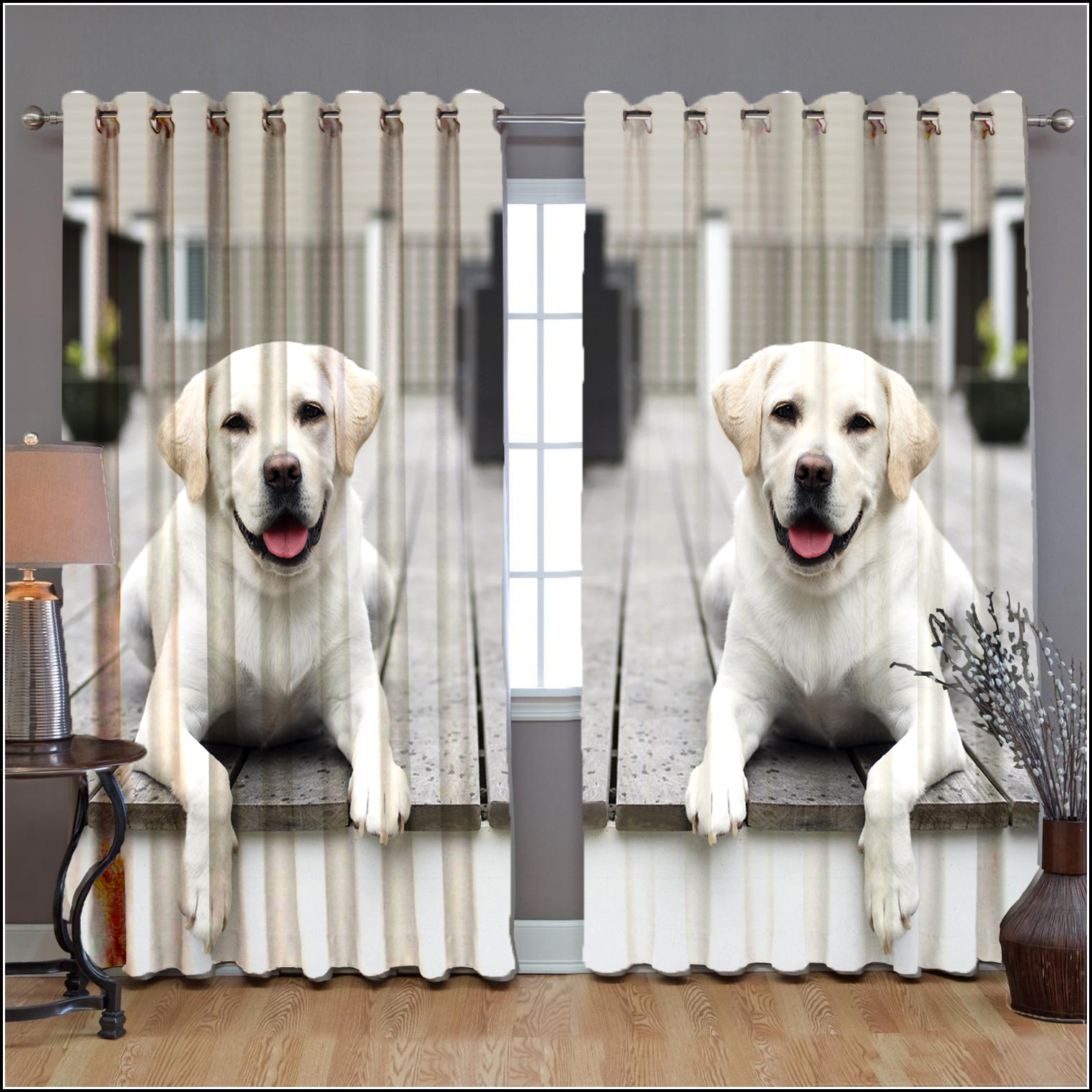 Awesome hoodied 3D all print Labrador retriever-Dog Curtains  skull - VNC0044