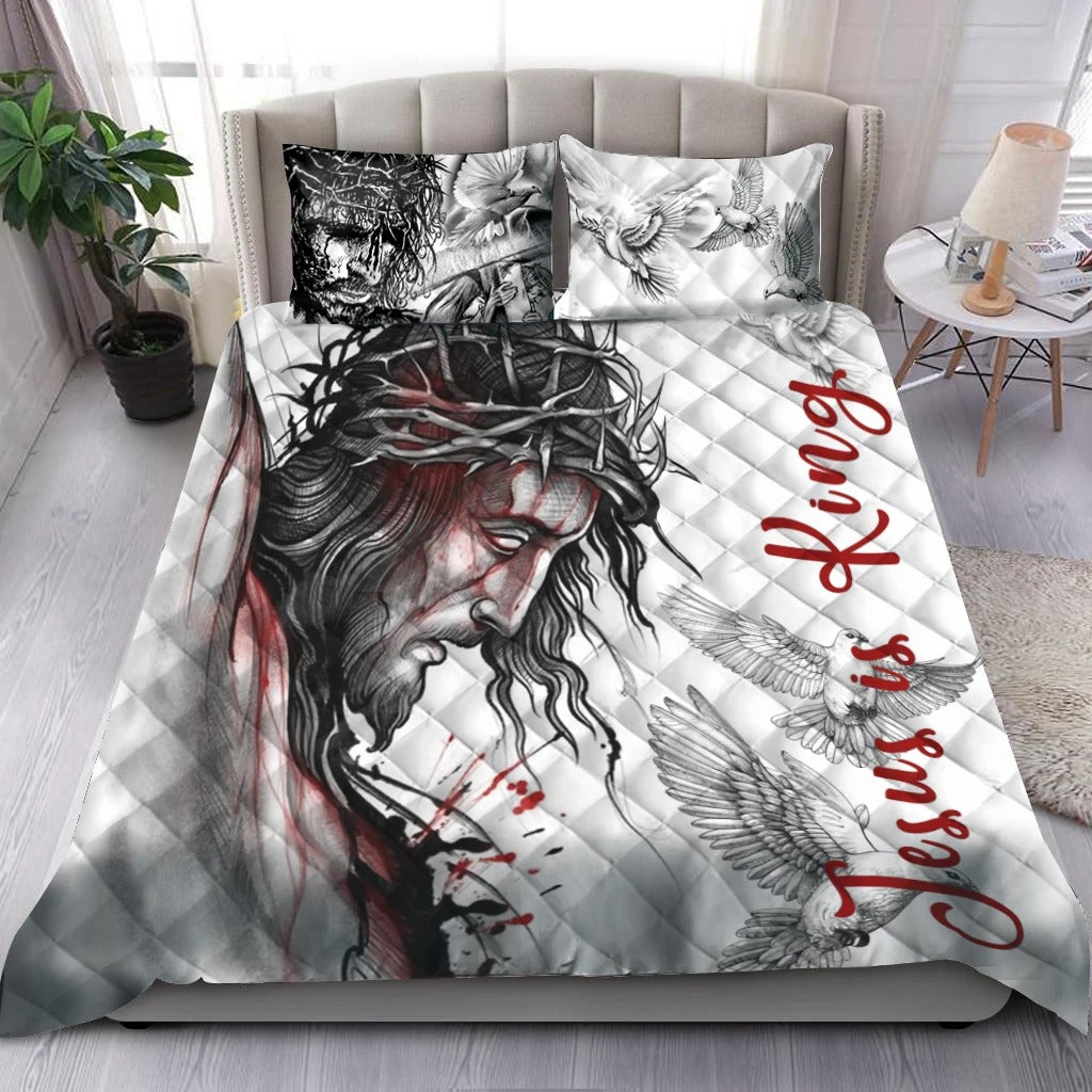 Awesome Hoodies - Jesus Tattoo Quilt Bedding - Cross Quilt Bedding QK31007