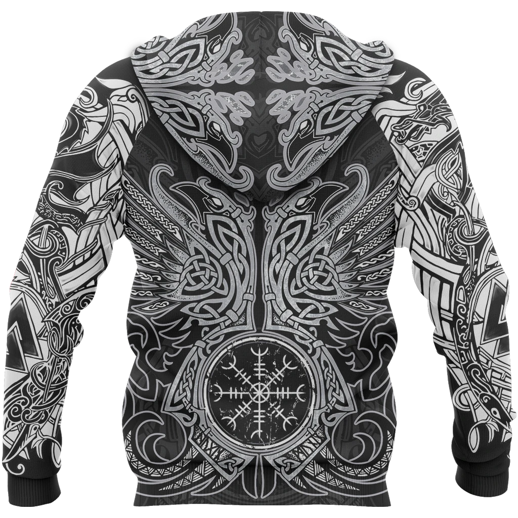 Awesome hoodie 3d all print Viking Pullover Hoodie, Odin's Ravens Helm for Men and Women NQ0037