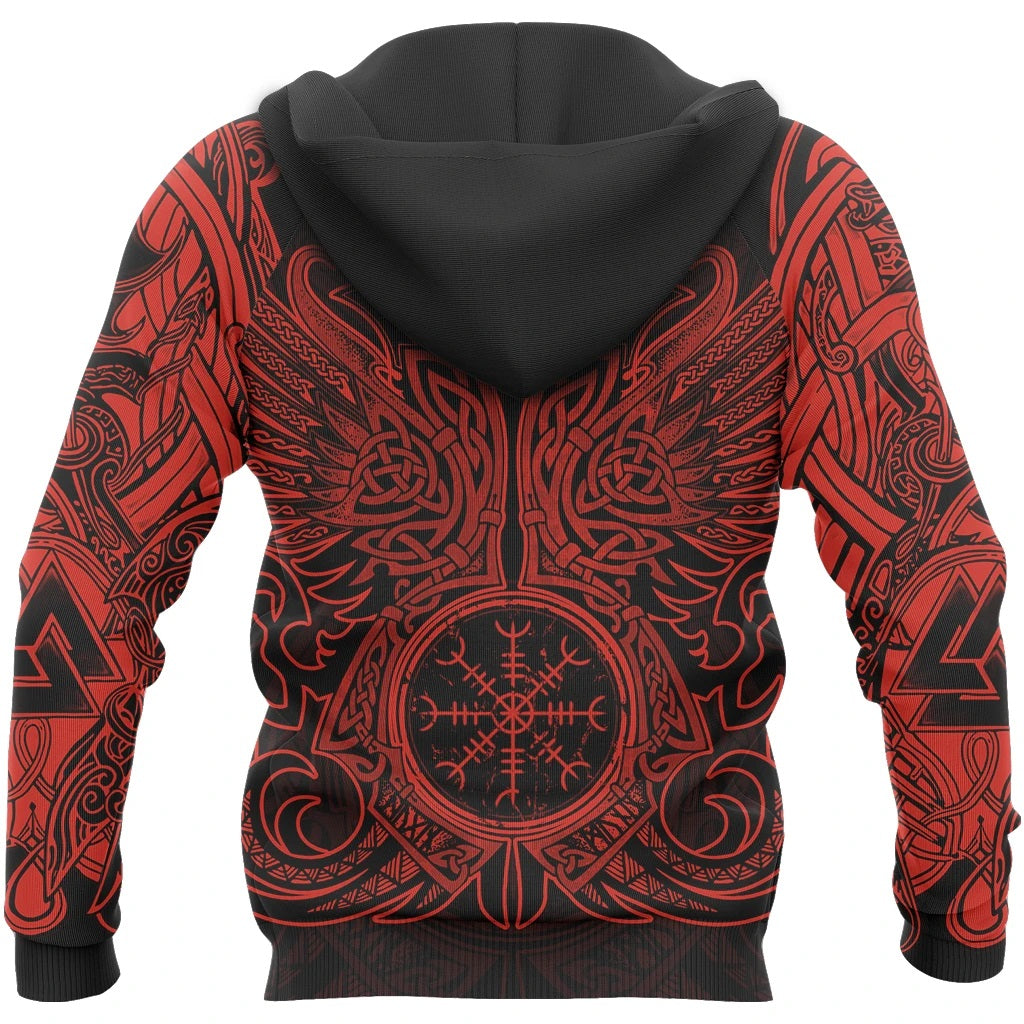 Awesome hoodied 3D ALL Print Viking Odin's Raven Helm Of Awe FOR Men and Women- VN0070