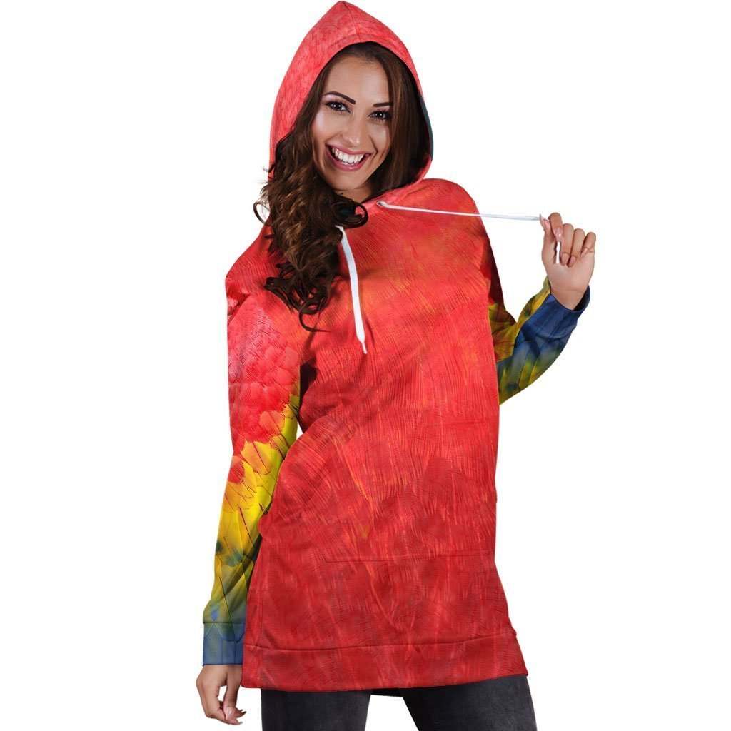 All Over Printed Parrots Hoodie Dress H2479B