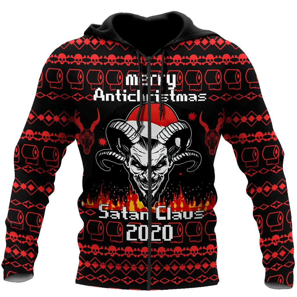 Awesome hoodie 3d all print Merry Anti-Christmas Satanic Hoodie for Men and Women, T-Shirt, Zip Hoodies, Sweatshirt NQ179