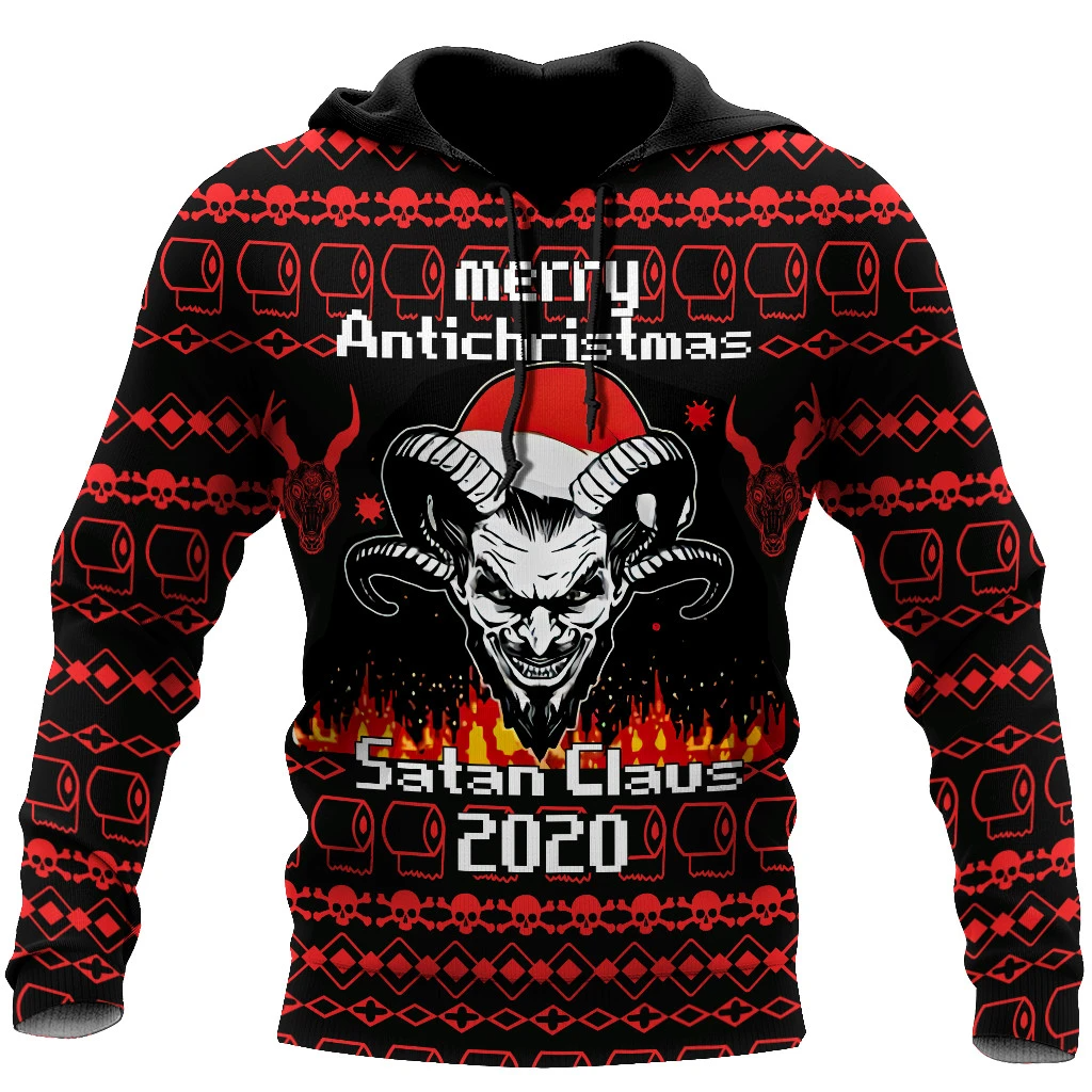 Awesome hoodie 3d all print Merry Anti-Christmas Satanic Hoodie for Men and Women, T-Shirt, Zip Hoodies, Sweatshirt NQ179