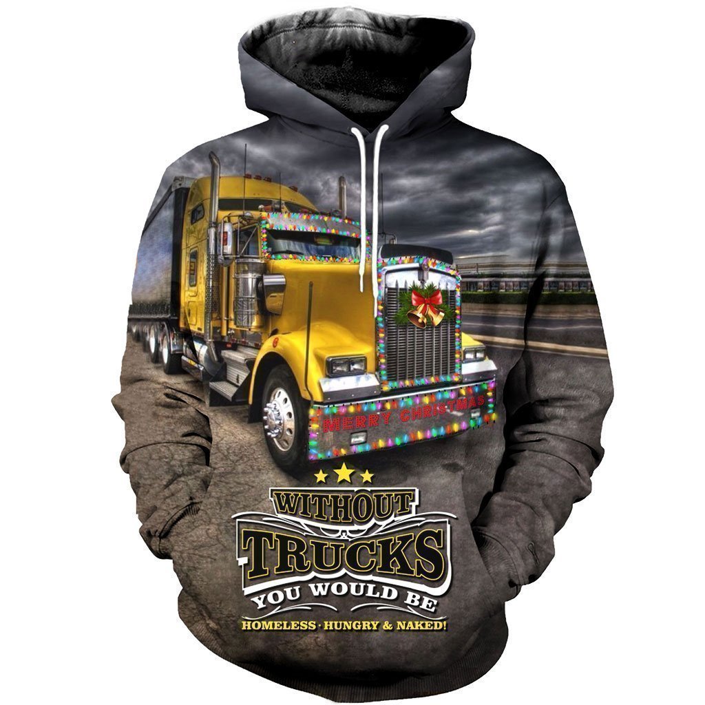 Awesome Hoodie Christmas Truck for Men and Women HBC345