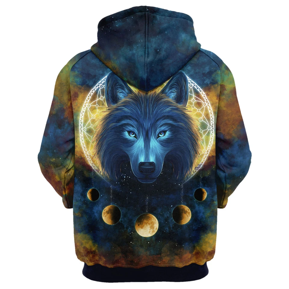 Awesome hoodie 3d all print Moon Wolf for Men and Women, T-Shirt, Zip Hoodies, Sweatshirt NQ284