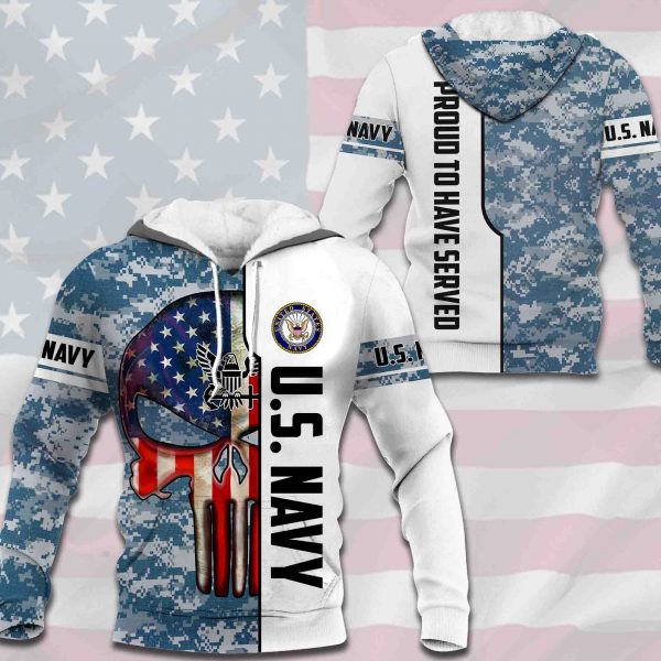 Awesome hoodie 3D ALL Print Skull – Proud To Have Served -Men and Women Zip Hoodies- ND022