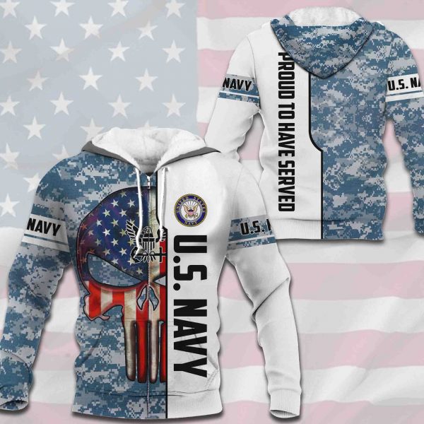 Awesome hoodie 3D ALL Print Skull – Proud To Have Served -Men and Women Zip Hoodies- ND022