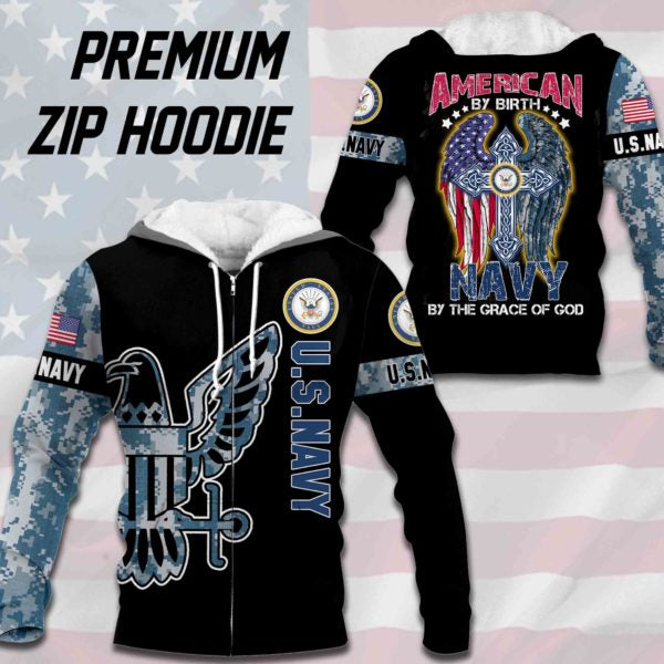 Awesome hoodie 3D ALL Print Flag – US Navy -Men and Women Zip Hoodies- ND023
