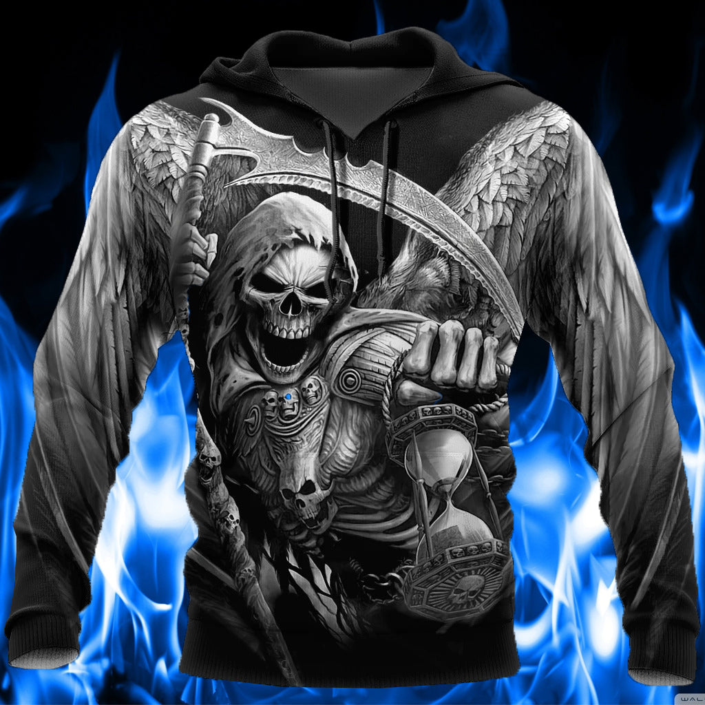 Awesome hoodie 3D ALL Print The Grim Reaper Skull -Men and Women Zip Hoodies- ND028