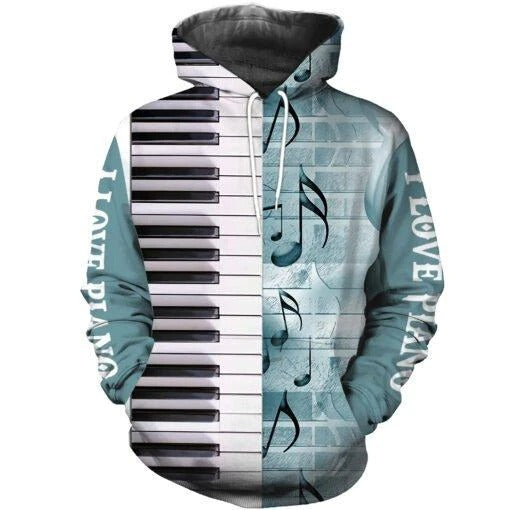 Awesome hoodie 3D ALL Print Piano Music -Men and Women Zip Hoodies- ND032