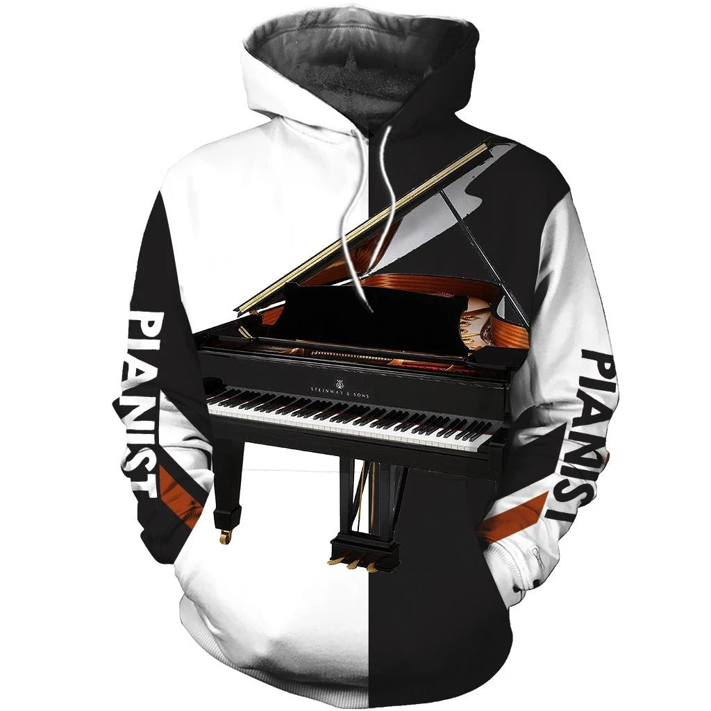 Awesome hoodie 3D ALL Print Piano Music 2 -Men and Women Zip Hoodies- ND033