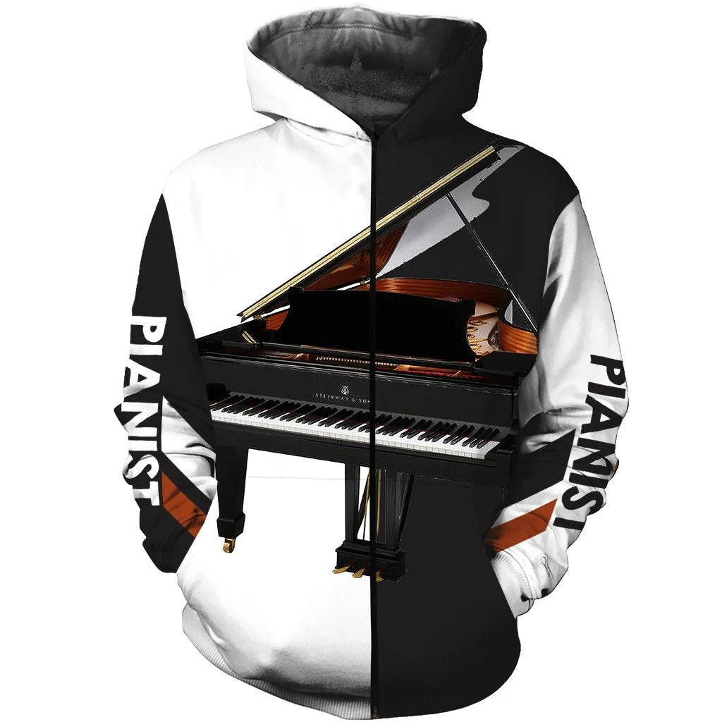 Awesome hoodie 3D ALL Print Piano Music 2 -Men and Women Zip Hoodies- ND033