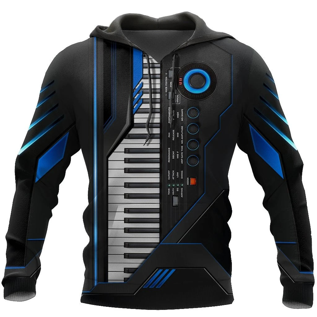 Awesome hoodie 3D ALL Print Piano keyboard -Men and Women Zip Hoodies- ND034