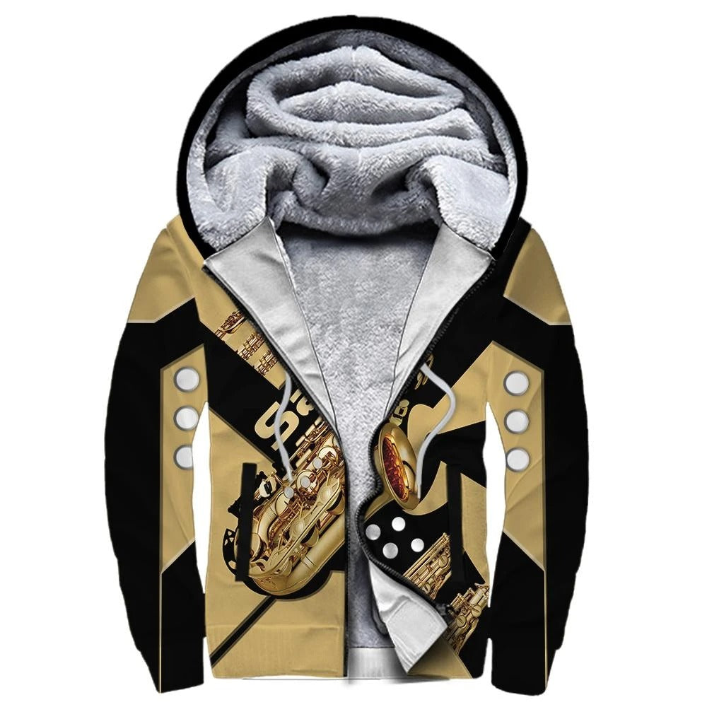 Awesome hoodie 3D ALL Print Saxophone keyboard -Men and Women Zip Hoodies- ND035