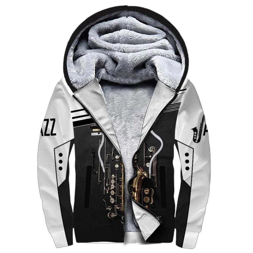 Awesome hoodie 3D ALL Print Saxophon 2-Men and Women Zip Hoodies- ND037