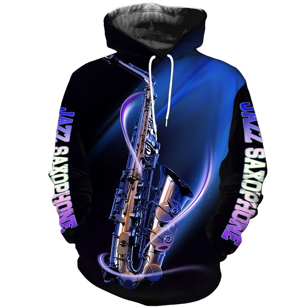 Awesome hoodie 3D ALL Print Saxophon 3 -Men and Women Zip Hoodies- ND038