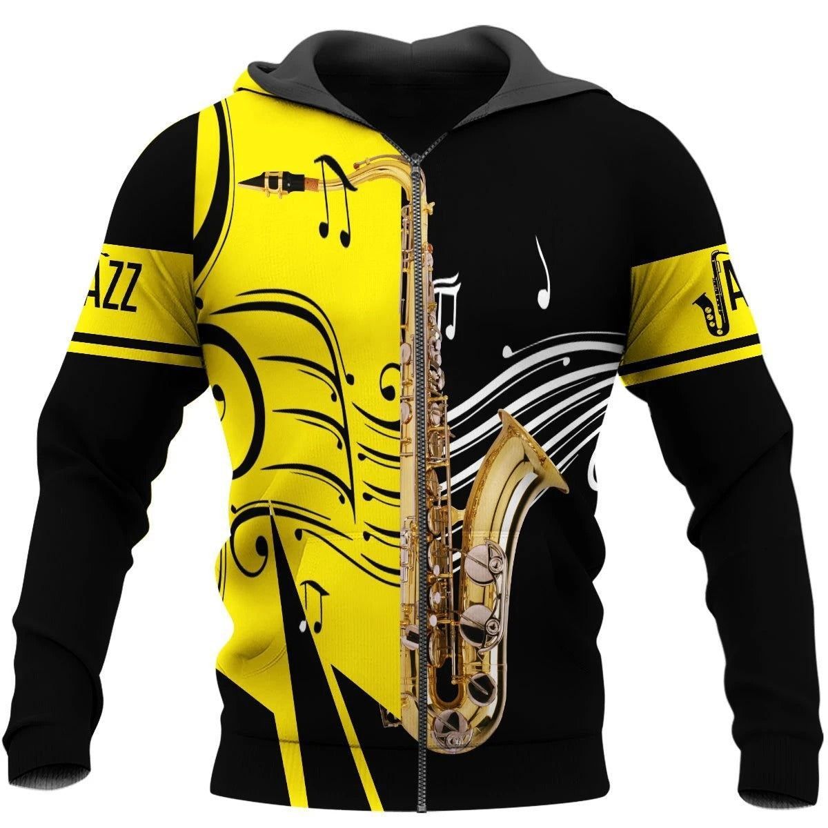 Awesome hoodie 3D ALL Print Saxophon 4 -Men and Women Zip Hoodies- ND039