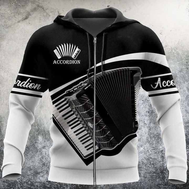 Awesome hoodie 3D ALL Print Accordion -Men and Women Zip Hoodies- ND043