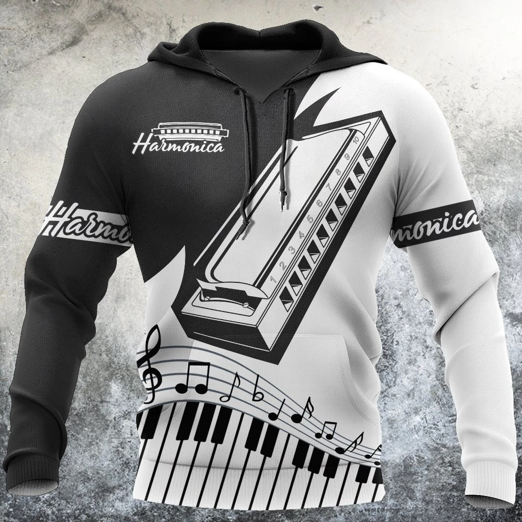 Awesome hoodie 3D ALL Print Harmonica -Men and Women Zip Hoodies- ND044