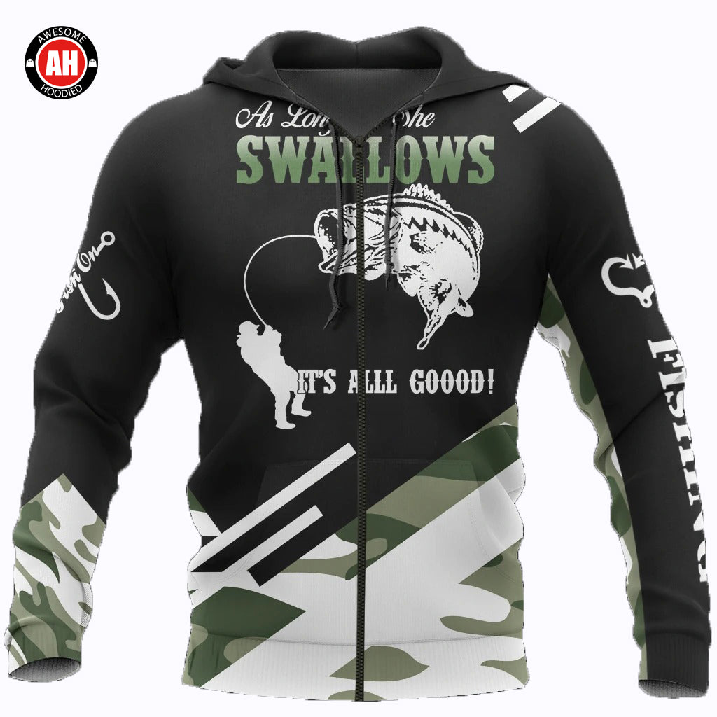 Awesome hoodie 3D ALL Print Fishing Bass Camo -Men and Women Zip Hoodies- ND047