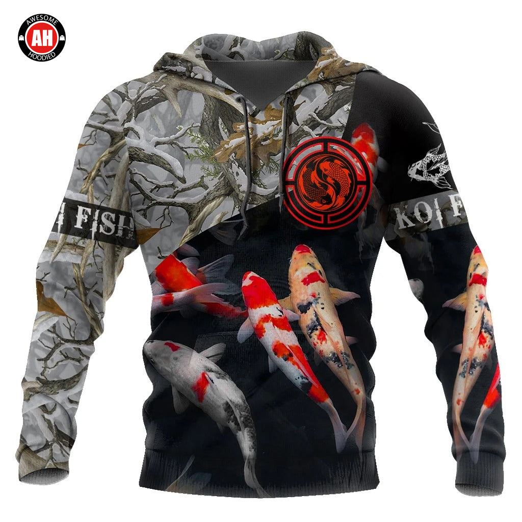 Awesome hoodie 3D ALL Print Koi fish underwater -Men and Women Zip Hoodies- ND048
