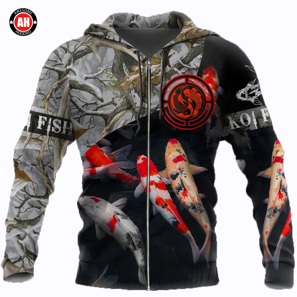 Awesome hoodie 3D ALL Print Koi fish underwater -Men and Women Zip Hoodies- ND048