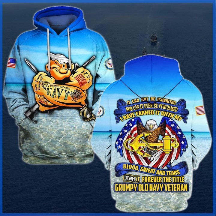 Awesome hoodie 3D ALL Print Navy Veteran  -Men and Women Zip Hoodies- ND055