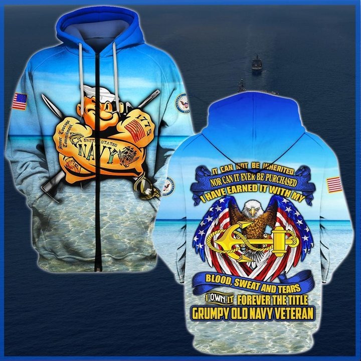 Awesome hoodie 3D ALL Print Navy Veteran  -Men and Women Zip Hoodies- ND055