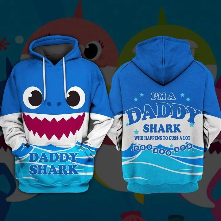 Awesome hoodie 3D ALL Print Daddy Shark -Men and Women Zip Hoodies- ND058