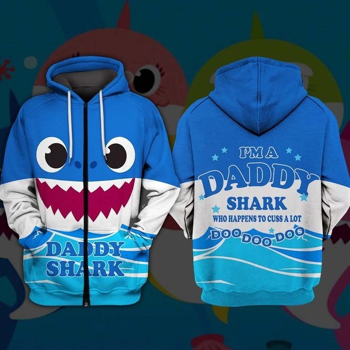 Awesome hoodie 3D ALL Print Daddy Shark -Men and Women Zip Hoodies- ND058