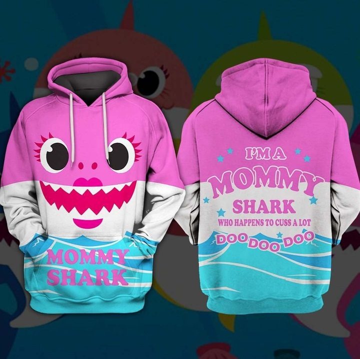 Awesome hoodie 3D ALL Print Mommy Shark -Men and Women Zip Hoodies- ND059