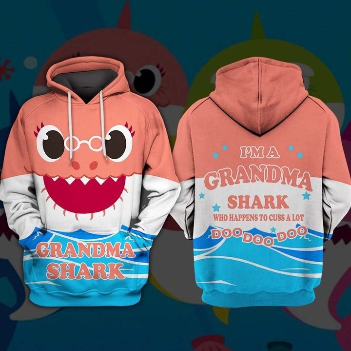 Awesome hoodie 3D ALL Print Grandma Shark -Men and Women Zip Hoodies- ND062