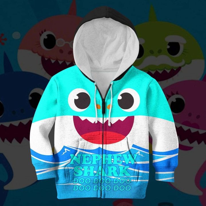 Awesome hoodie 3D ALL Print Newphew Shark -Men and Women Zip Hoodies- ND063