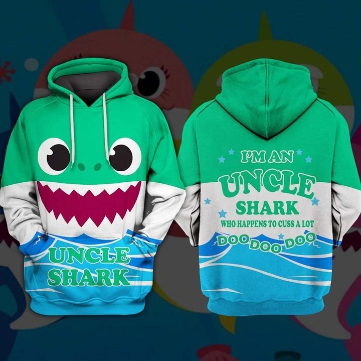 Awesome hoodie 3D ALL Print Uncle Shark -Men and Women Zip Hoodies- ND064