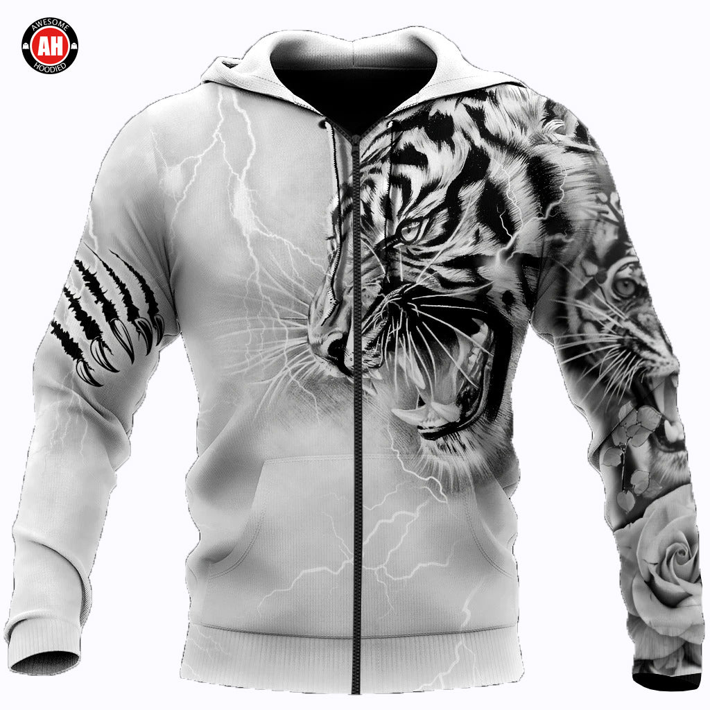 Awesome hoodie 3D ALL Print Tiger Tattoo -Men and Women Zip Hoodies- ND066