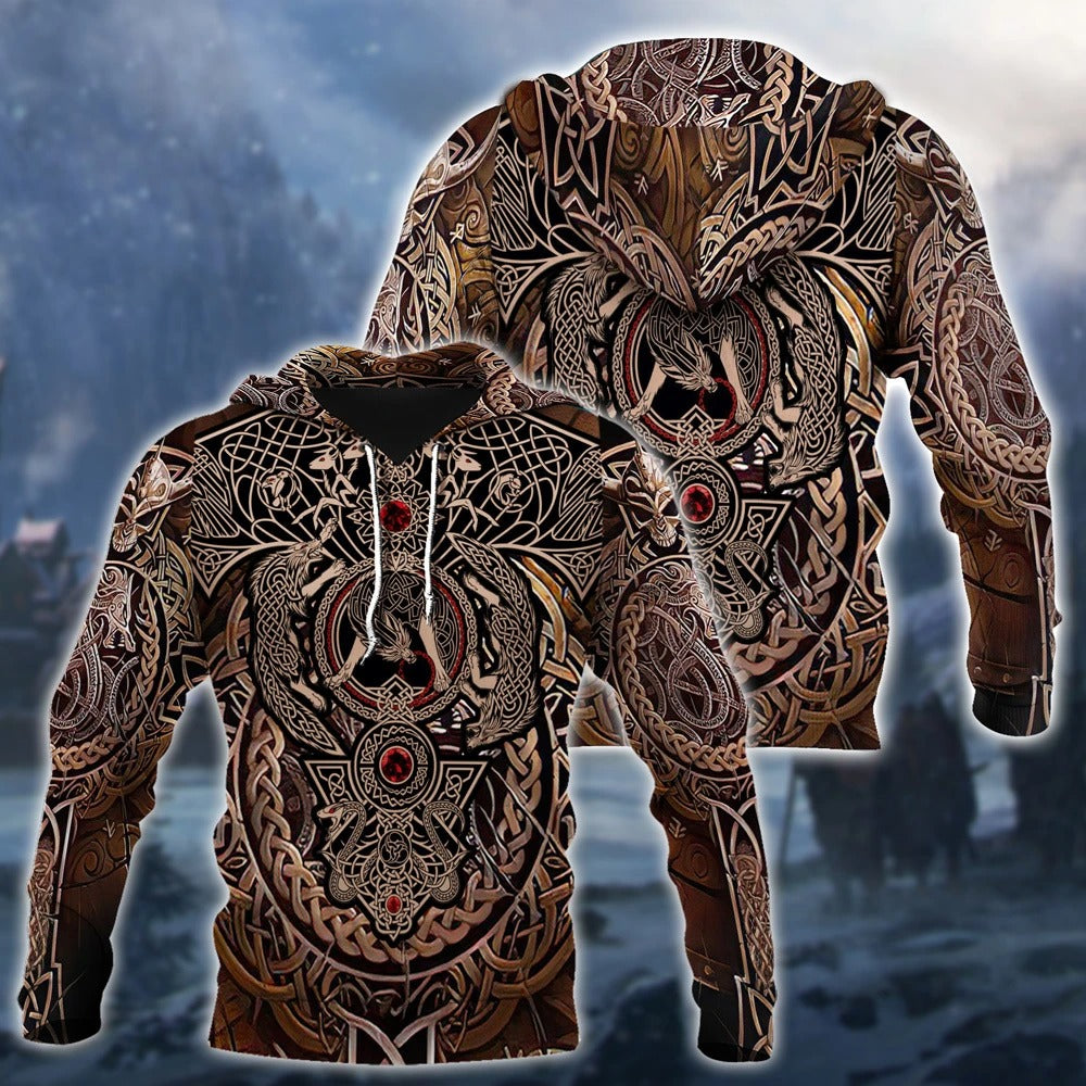 Awesome Hoodie 3D All Over Print Viking Warrior Tattoo - Men and Women Hoodie Zip Hoodies ND166