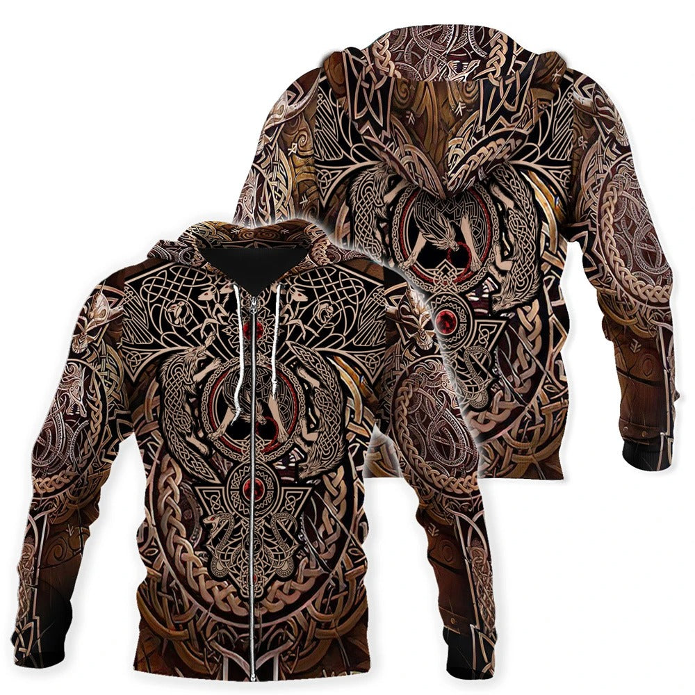 Awesome Hoodie 3D All Over Print Viking Warrior Tattoo - Men and Women Hoodie Zip Hoodies ND166