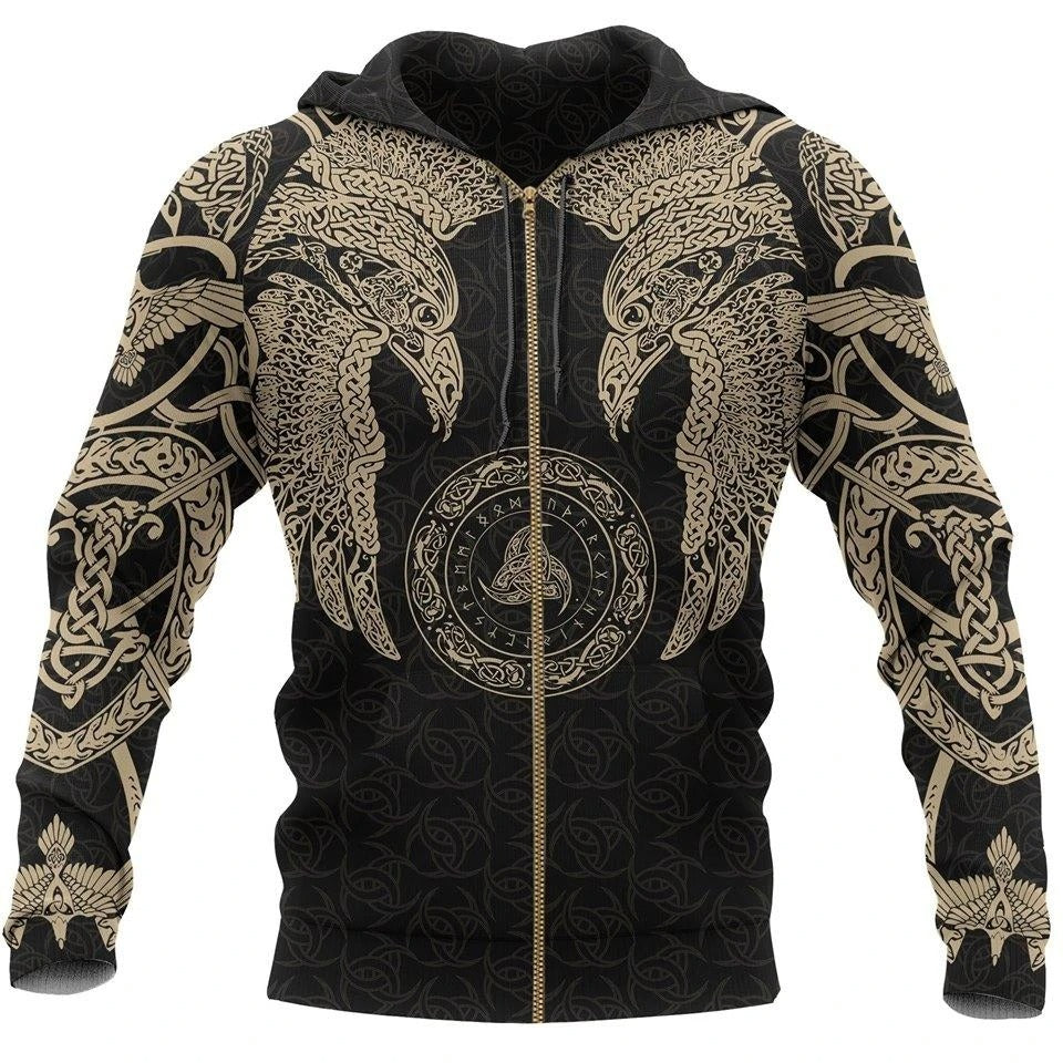 Awesome Hoodie 3D All Over Print Viking Munin Tattoo Style -Men and Women Hoodie, T-Shirt, Zip Hoodies ND170