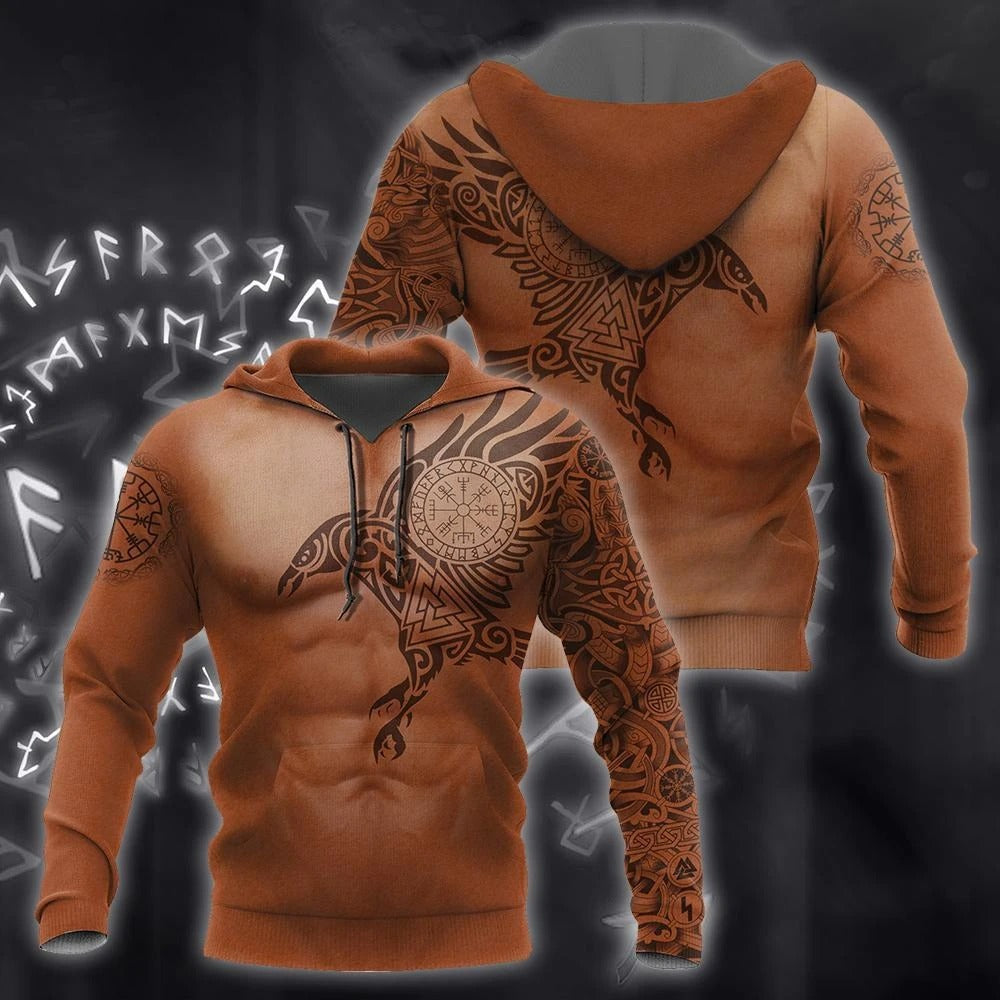 Awesome Hoodie 3D All Over Print Real Viking Raven Of Odin Tattoo -Men and Women Hoodie, T-Shirt, Zip Hoodies ND177