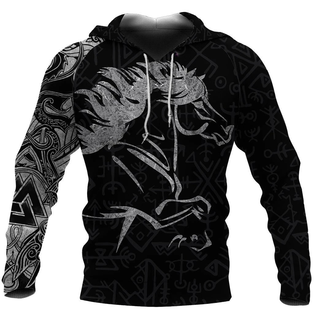 Awesome Hoodie 3D All Over Print RIcelandic Horse Vikings Tattoo -Men and Women Hoodie, T-Shirt, Zip Hoodies ND178