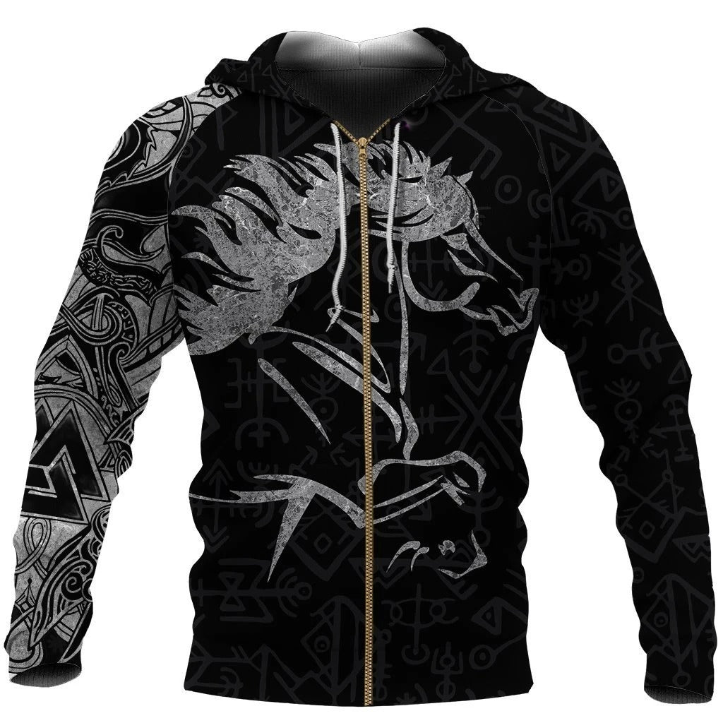 Awesome Hoodie 3D All Over Print RIcelandic Horse Vikings Tattoo -Men and Women Hoodie, T-Shirt, Zip Hoodies ND178