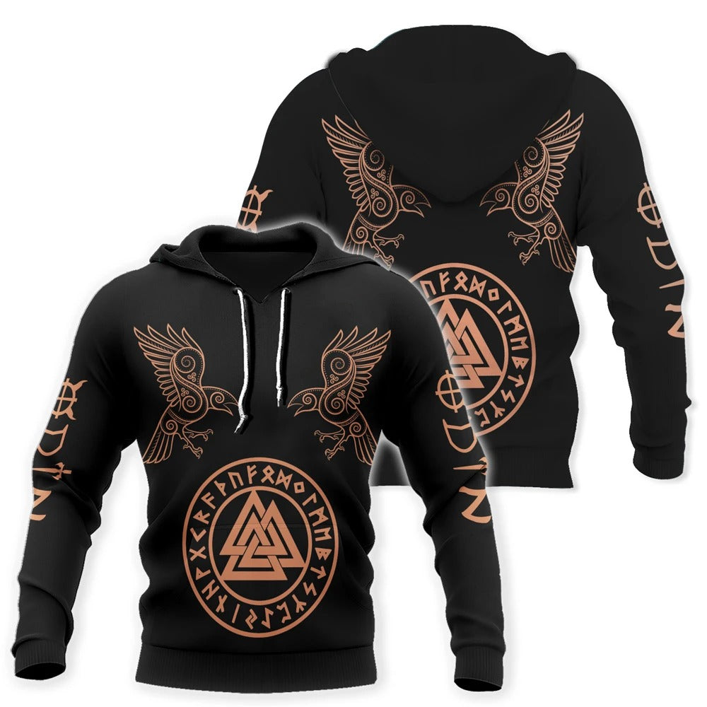 Awesome Hoodie 3D All Over Print Valknut Futhark Ravens Tattoo -Men and Women Hoodie & Zip Hoodies ND181