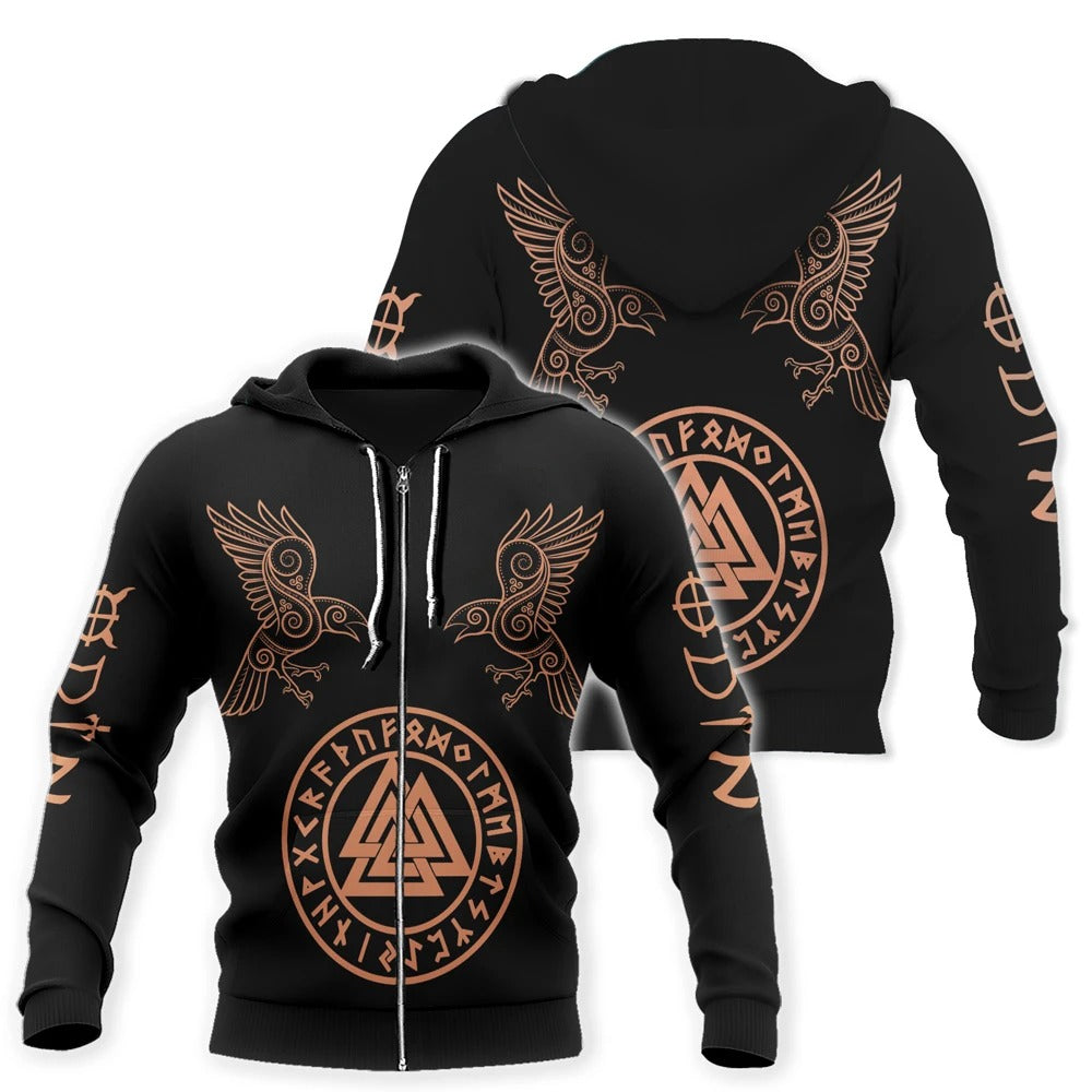 Awesome Hoodie 3D All Over Print Valknut Futhark Ravens Tattoo -Men and Women Hoodie & Zip Hoodies ND181