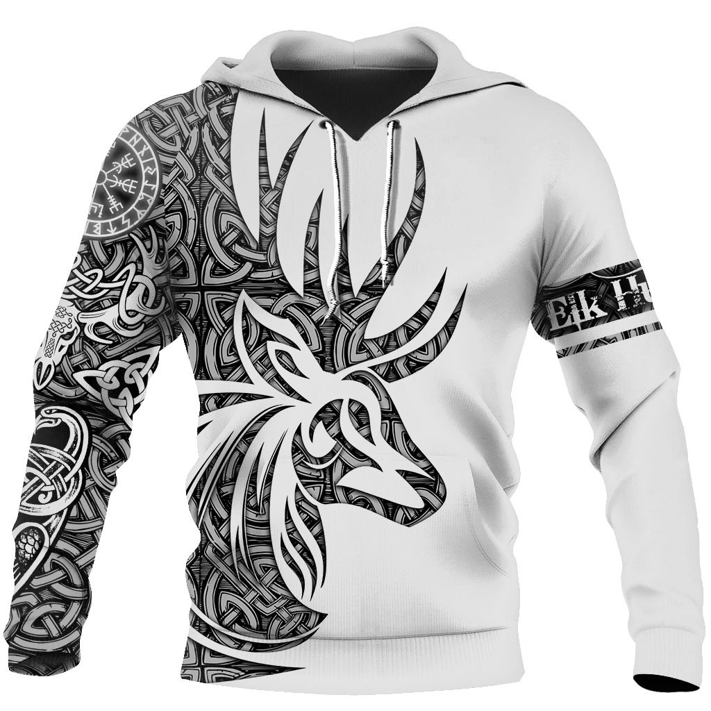 Awesome Hoodie 3D All Over Print Deer Viking Tattoos Vibes -Men and Women Hoodie ND187