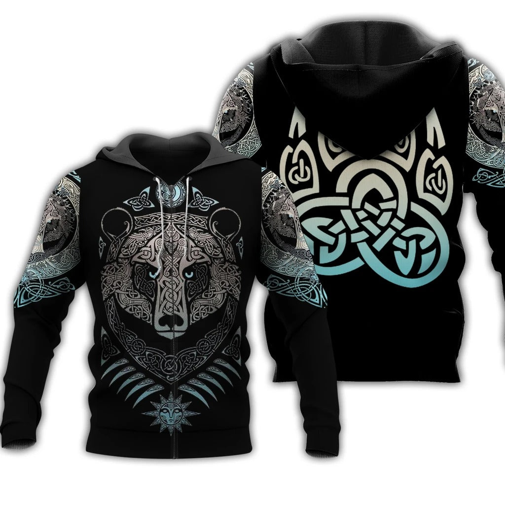 Awesome Hoodie 3D All Over Print Celtic Bear Tattoo for Men and Women Hoodie, T-Shirt, Zip Hoodies, Sweatshirt ND241